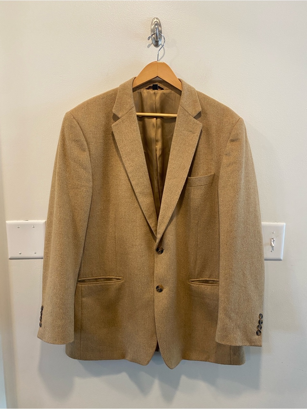 Vintage Palm Beach Cotter Camel Hair Sport Coat Blazer Men's 44L Two Button tan